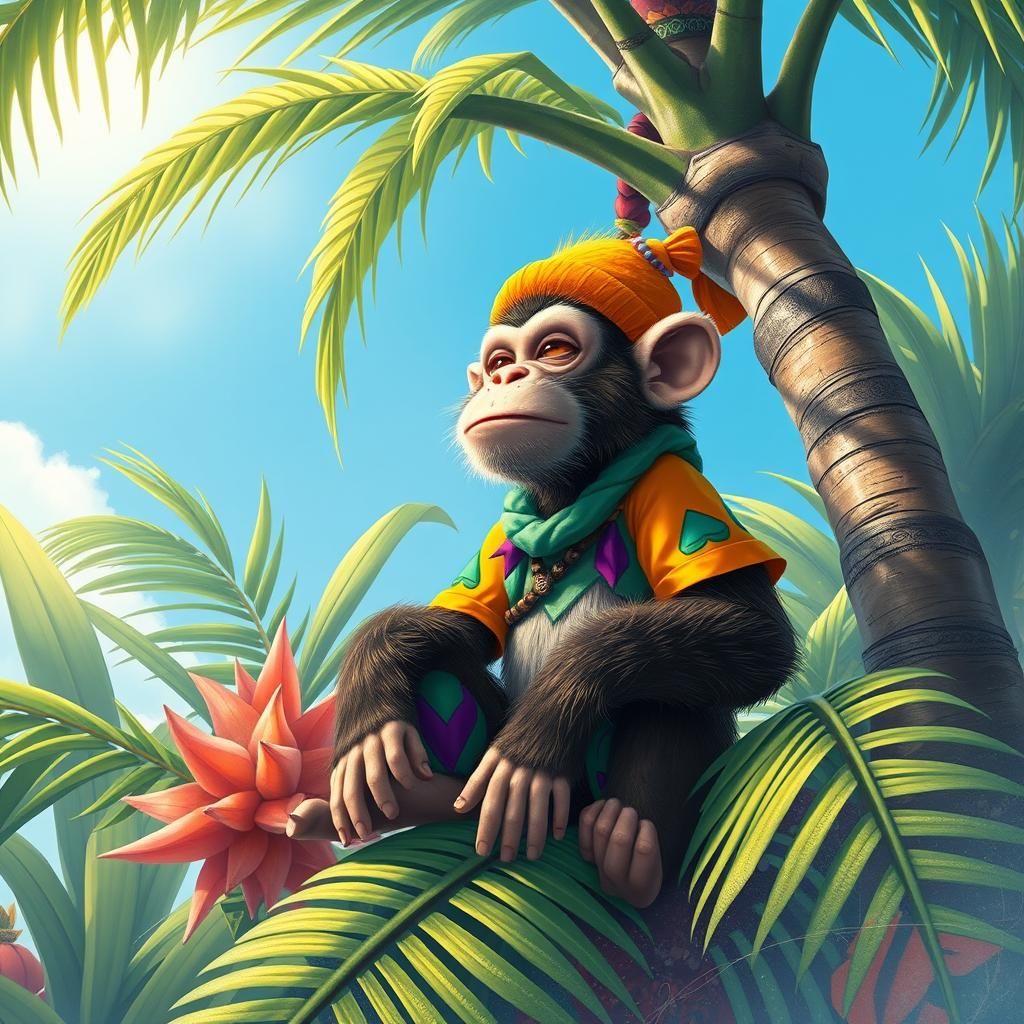 Monkey in Palm Tree