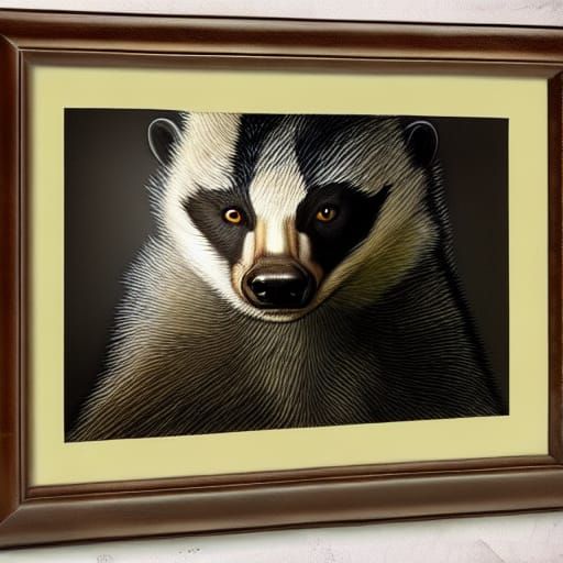 Watch out, here comes The Werebadger. Portrait hyperdetailed...