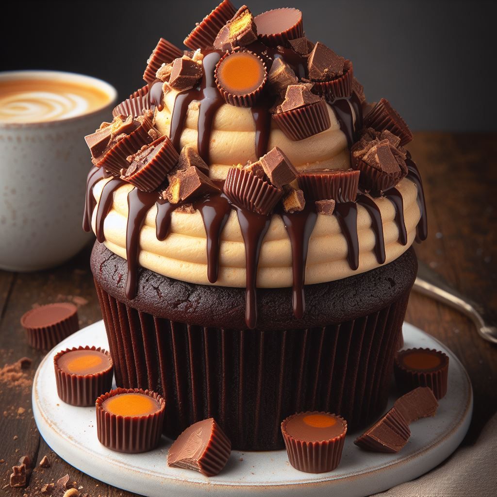 A giant chocolate cupcake