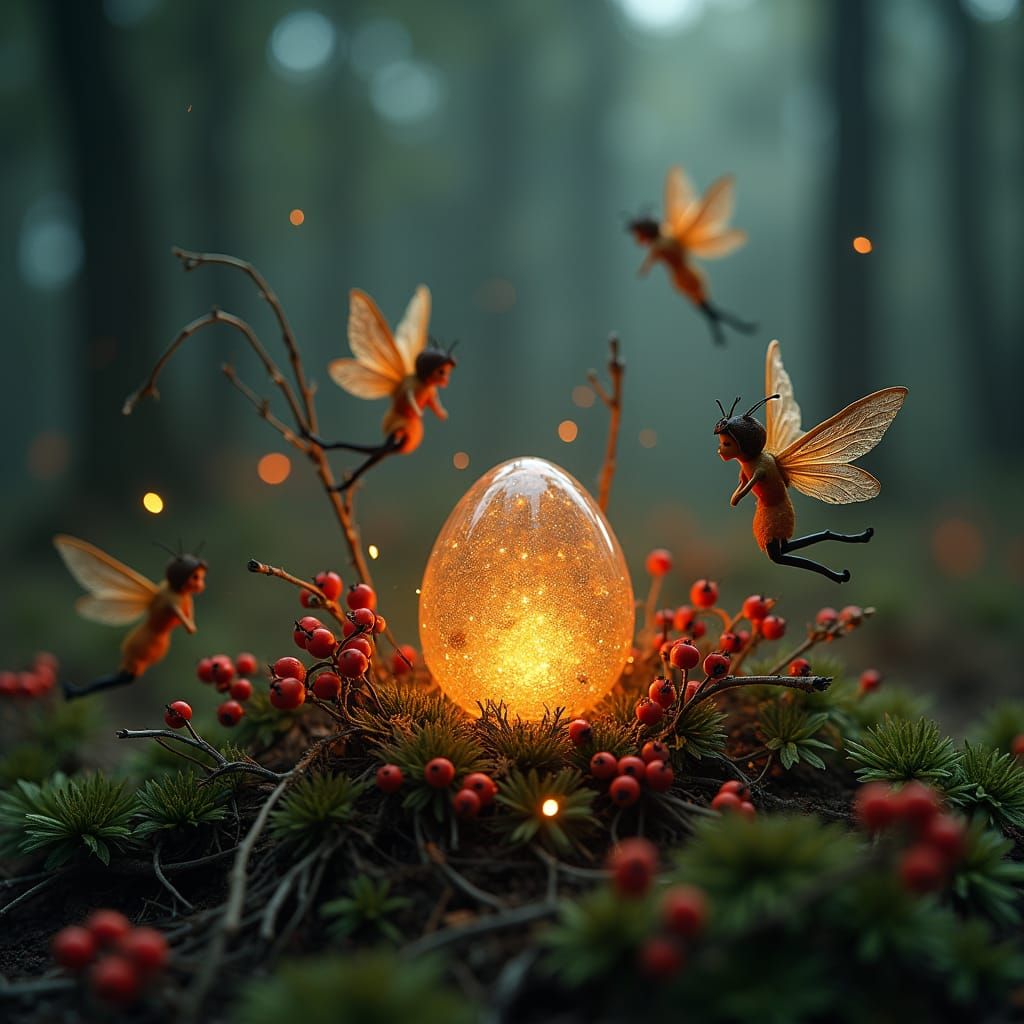 Fairies Taking Care Of Their Fairy Egg (Flux) - AI Generated Artwork ...