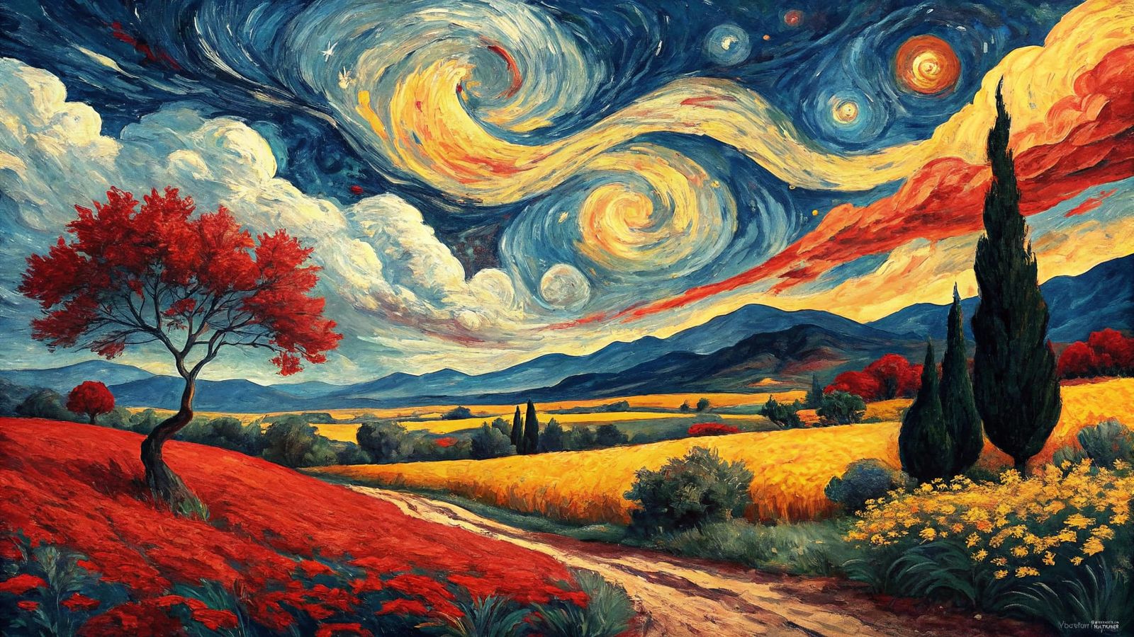 A vibrant Van Gogh-style painting