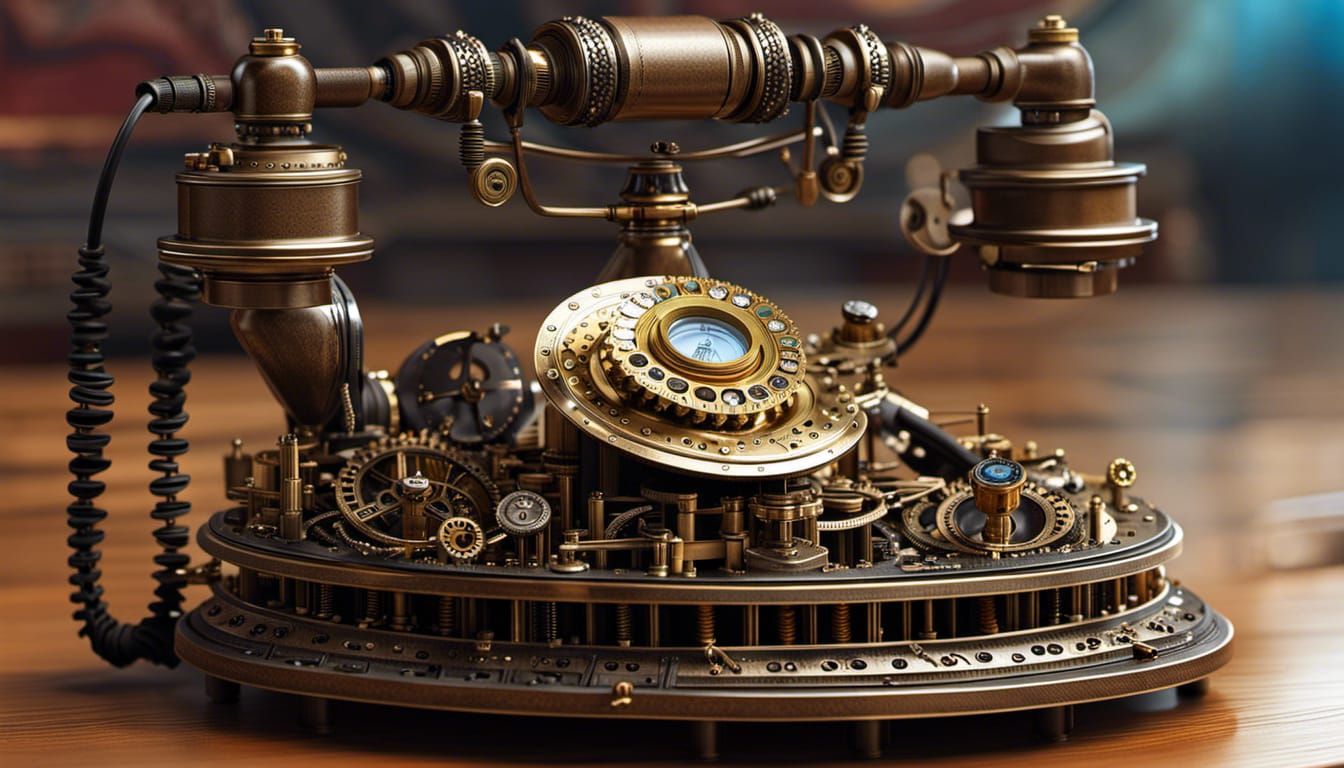 Steampunk Telephone - AI Generated Artwork - NightCafe Creator