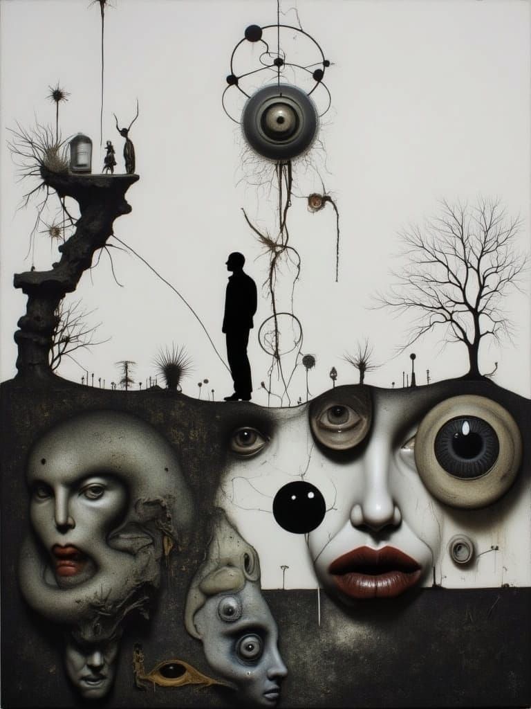 Surreal Man From Nowhere: Dadaist Mixed Media Portrait