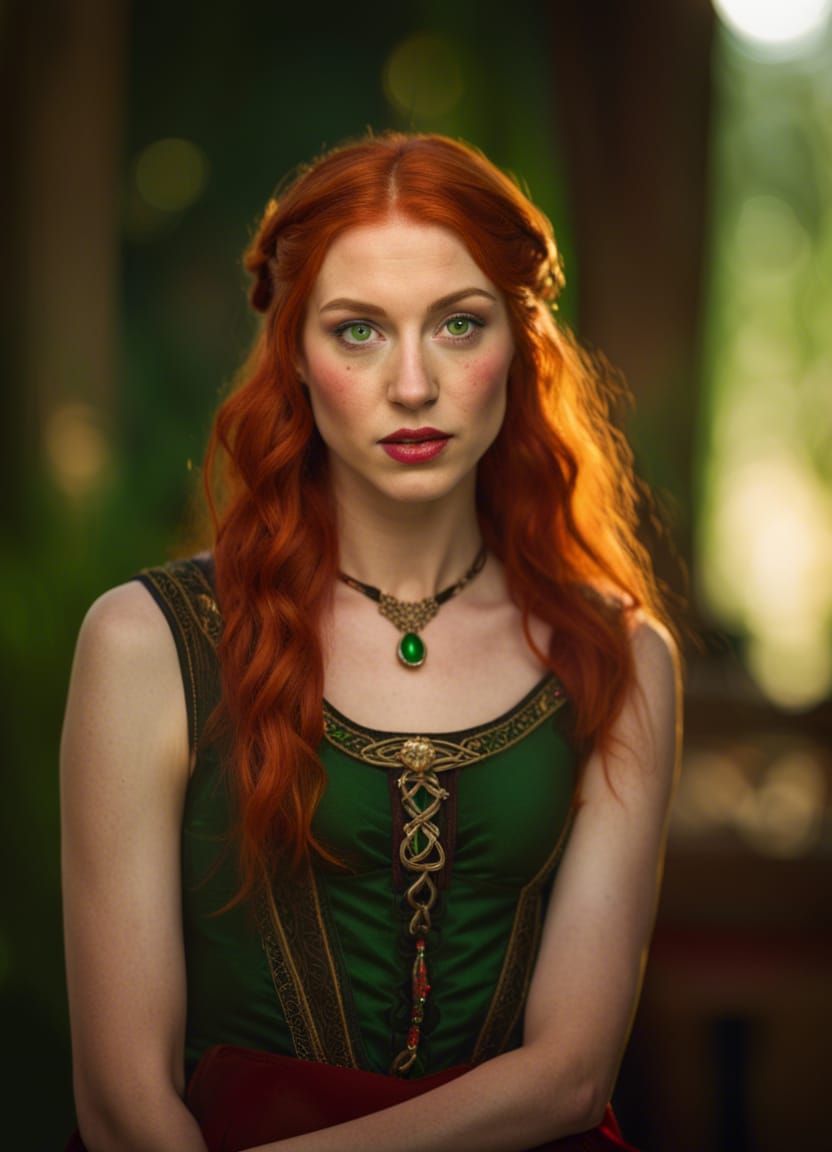 Sinead an Irish woman with green eyes and red hair. - AI Generated ...