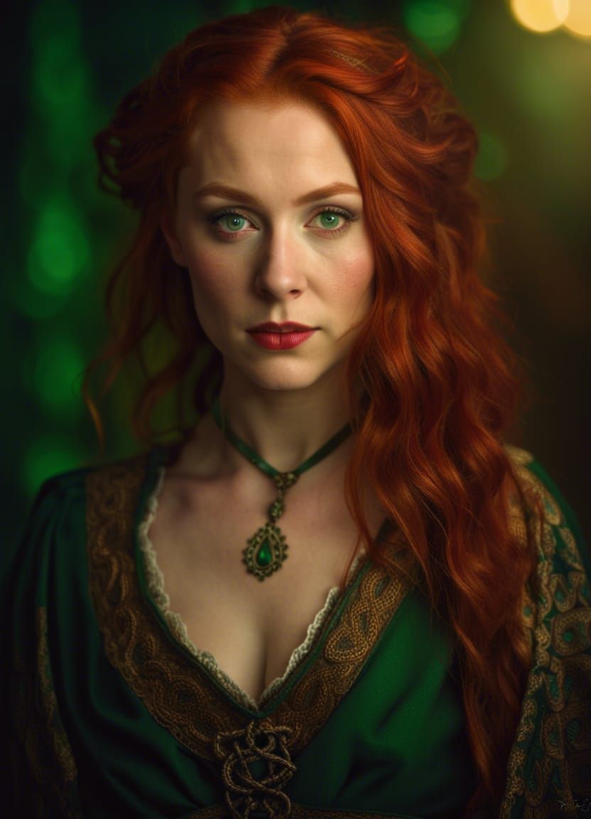 Fiadh an Irish woman with green eyes and red hair. - AI Generated ...