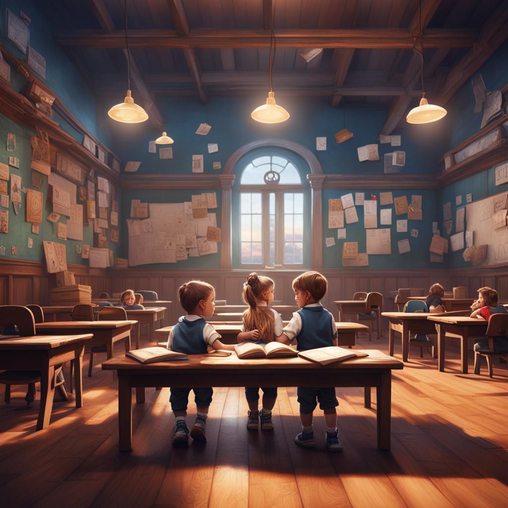 a big boy and a big girl stuck in a classroom