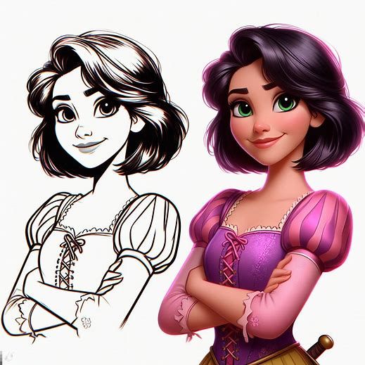 Rapunzel with Short Brunette Hair Dark Disney