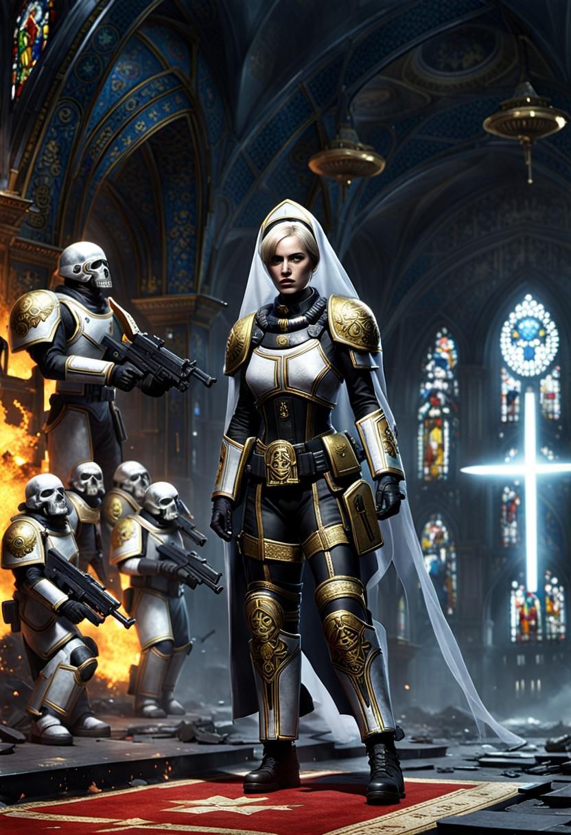 Warhammer 40k, Space Marine, futuristic soldier, beautiful y...