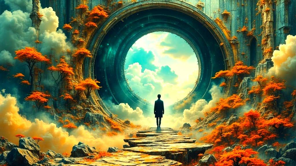 <lora:MJ6 Dark Oil Paint:1.0> <lora:DreamweaverFlux:1.0> <lora:Abstract Reality:1.0> <lora:Akimora:1.0>  Nightmares & Dreamscapes: Surrealis...