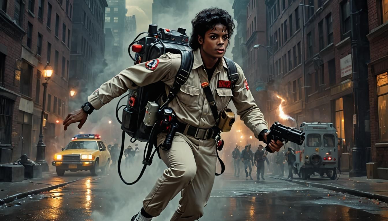 Michael Jackson dressed as a Ghostbuster in the 1980s on a Thriller ...