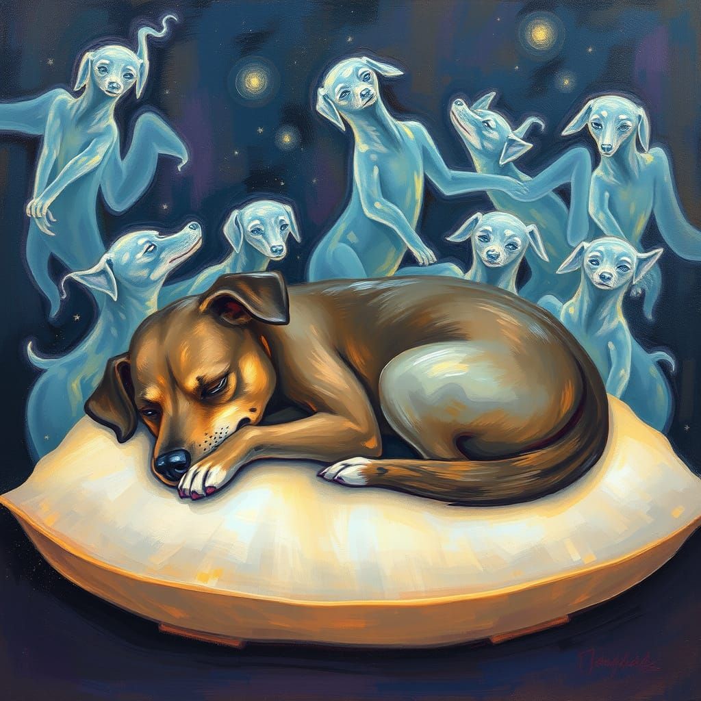 Dreamlike Canine Form in Ethereal Glow