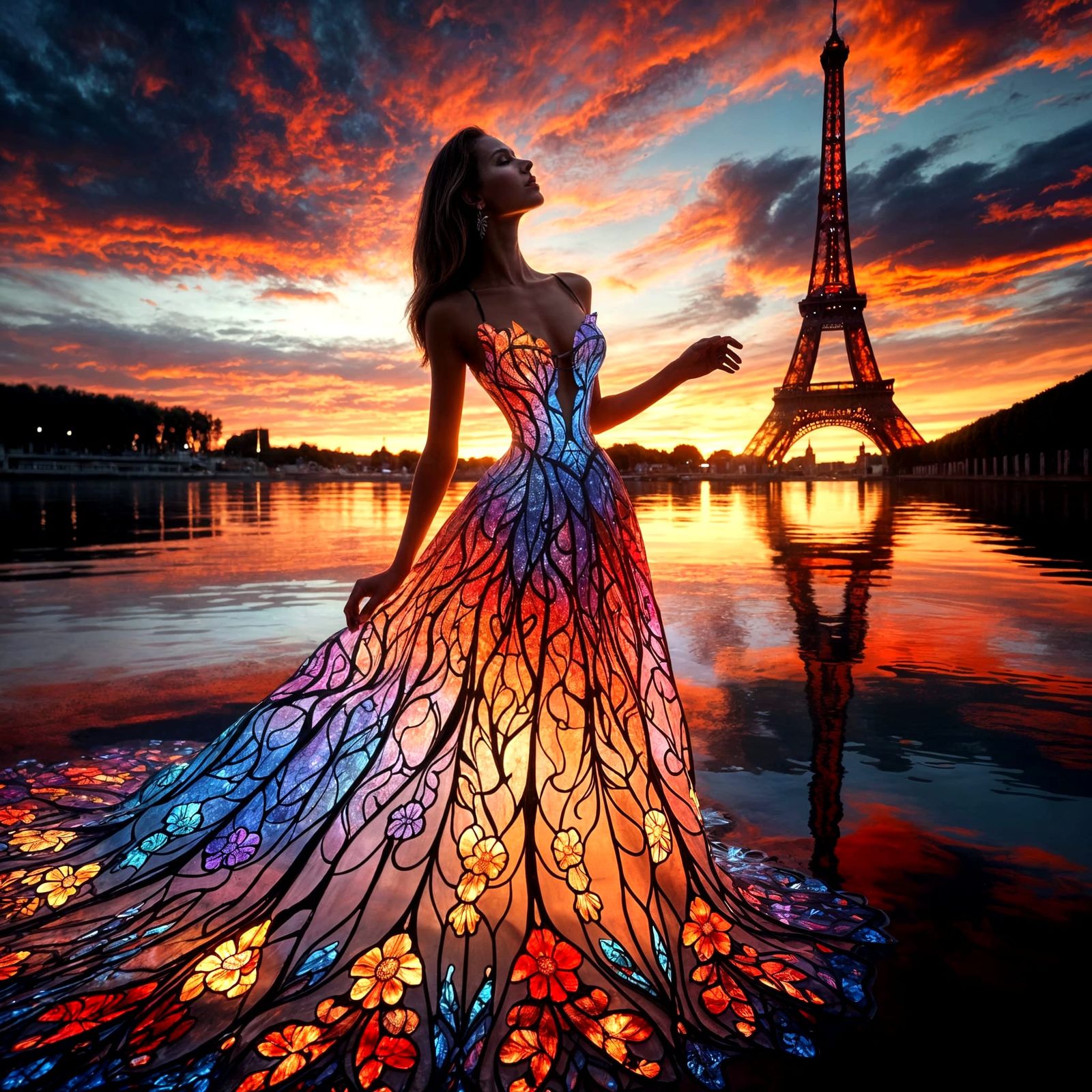 Eiffel Tower - stained glass dress  by @OneMich01