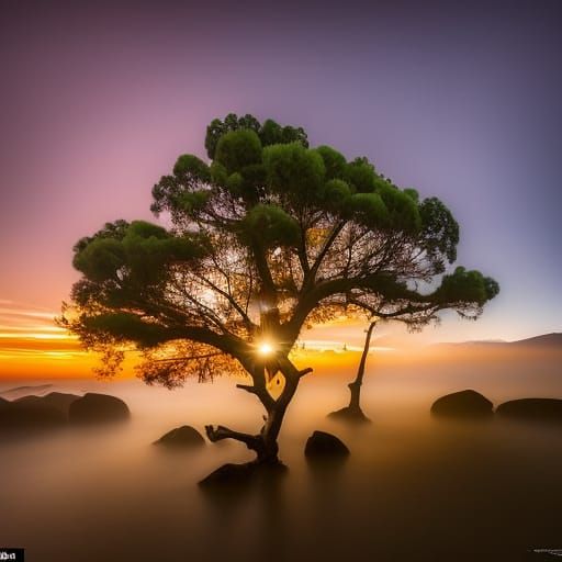 Foggy Sunset.  by @JokeStirrer