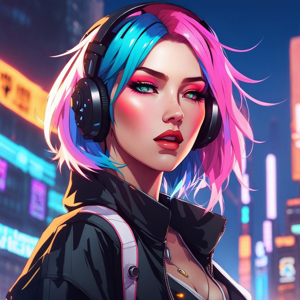 Cyberpunk Anime Girl #2 - AI Generated Artwork - NightCafe Creator