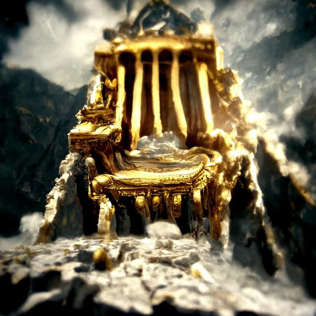 The throne of Zeus in Mount Olympus within a fabulous palace of marble ...