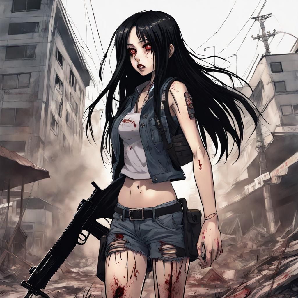 Anime Fighter On The Background Of The Apocalypse. High Quality  Illustration Stock Photo, Picture and Royalty Free Image. Image 196530581.