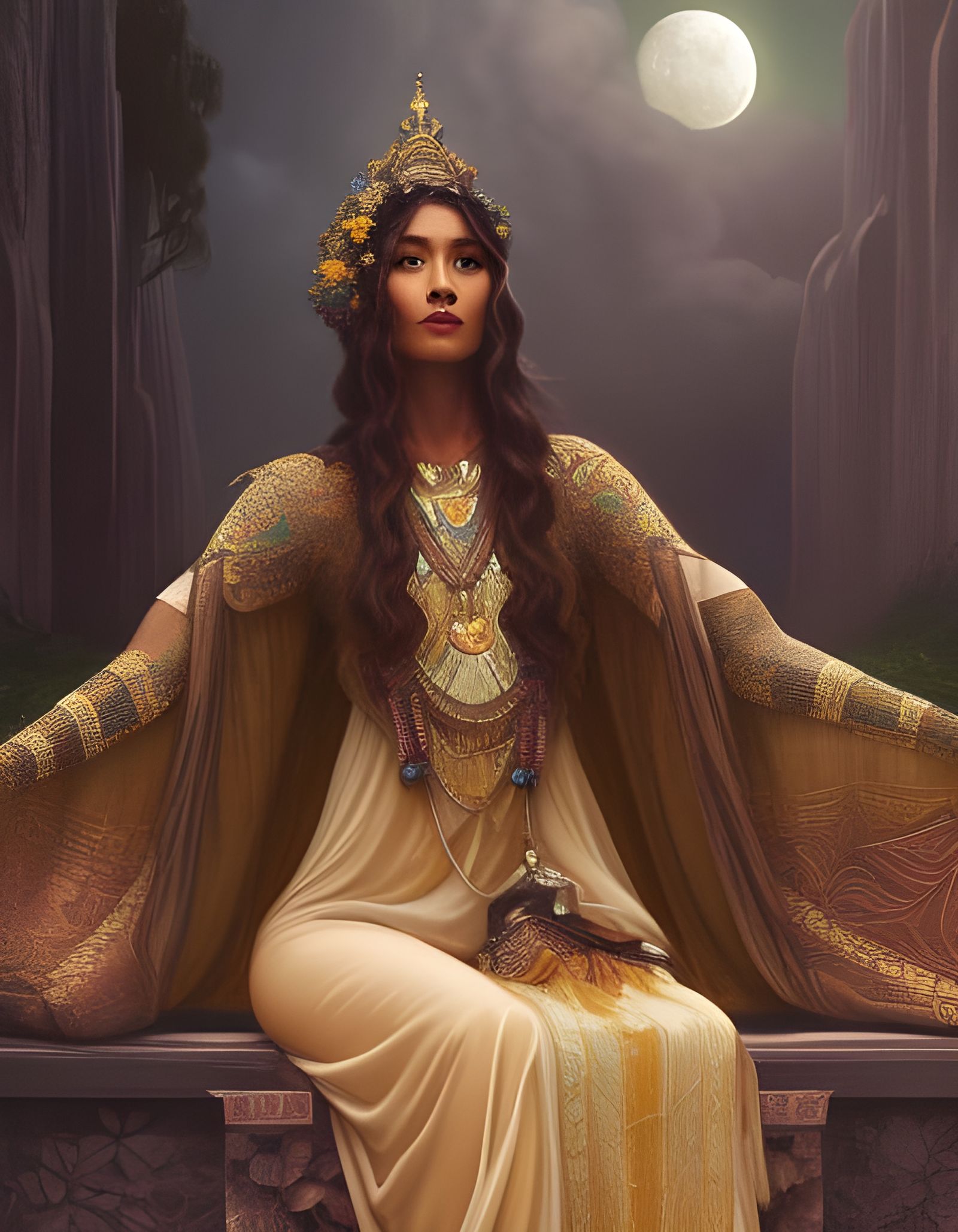 Inka Princess #37 Moon Godess - AI Generated Artwork - NightCafe Creator