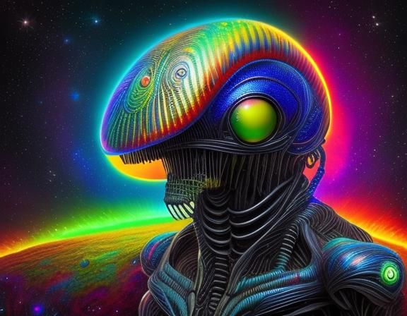 <lora:Alien Soft Glow I:1.0> alien sitting on a <rocket with flames: 1.24> an alien with <big shiny eyes: 1.7>, visible musculature, ridged...