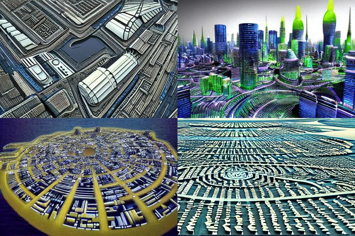 Sci-fi city in the style of Land art