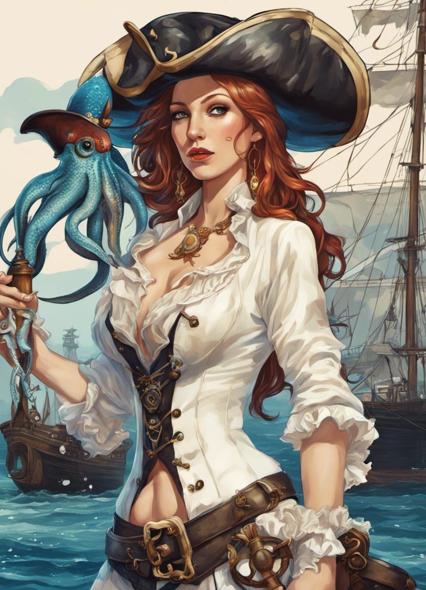 Beautiful pirate woman