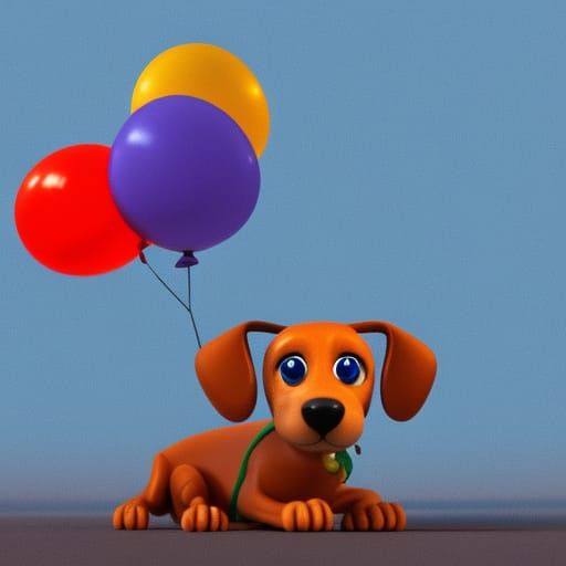 Dachshund with balloons
