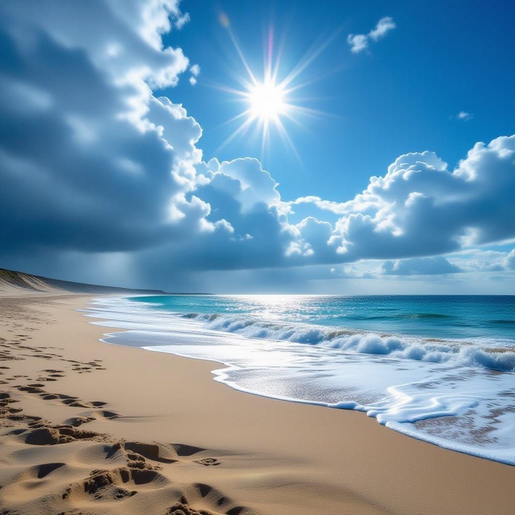 Dramatic Weather Shift on a Beach Landscape