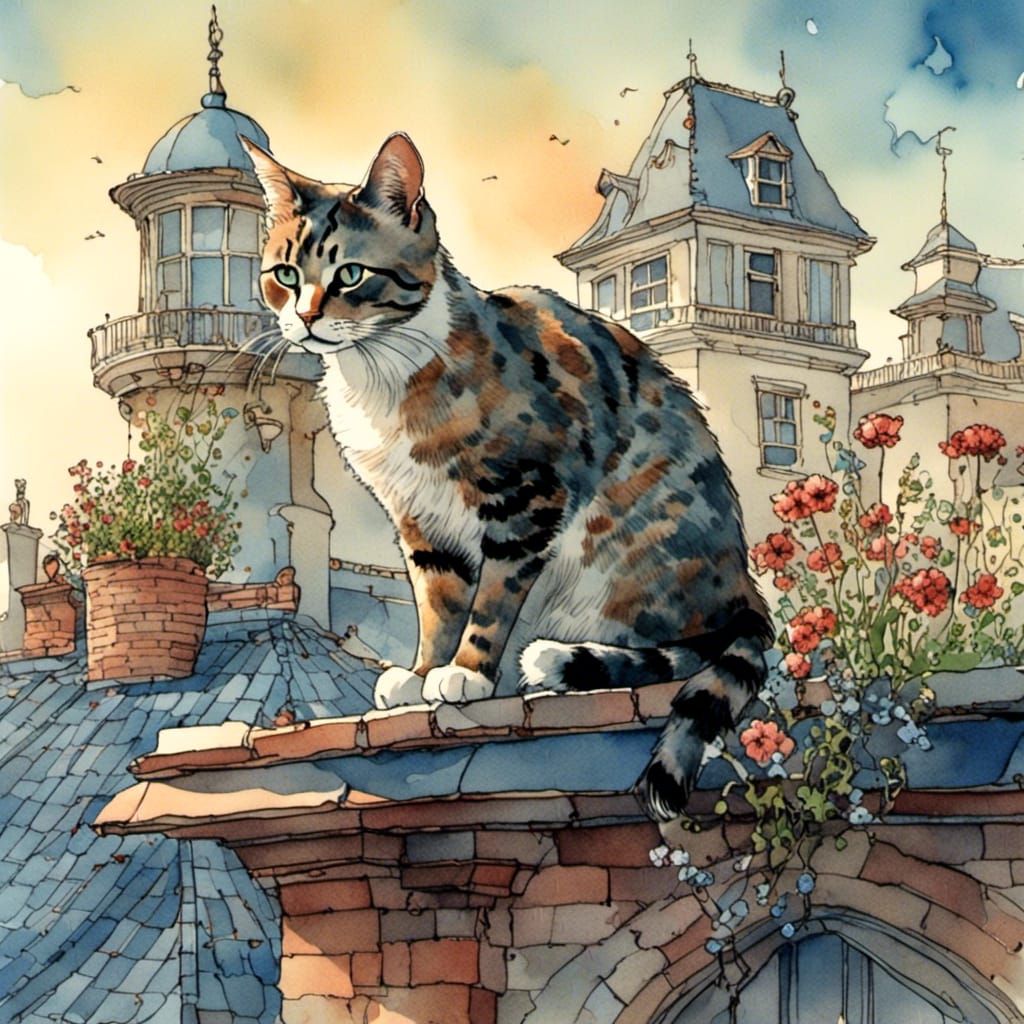 cat on a roof  by @Chief_Runs-with-scissors
