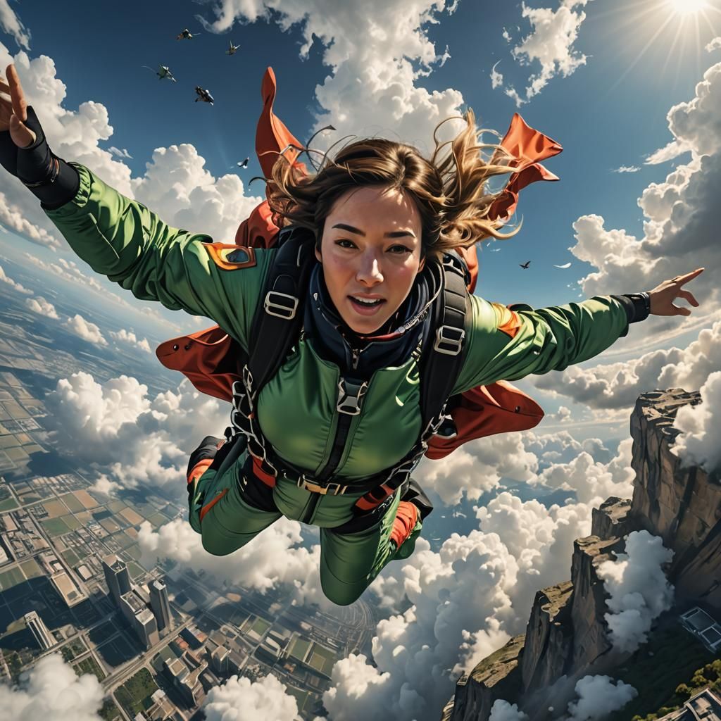 Girl in base jump  by @VERI ART