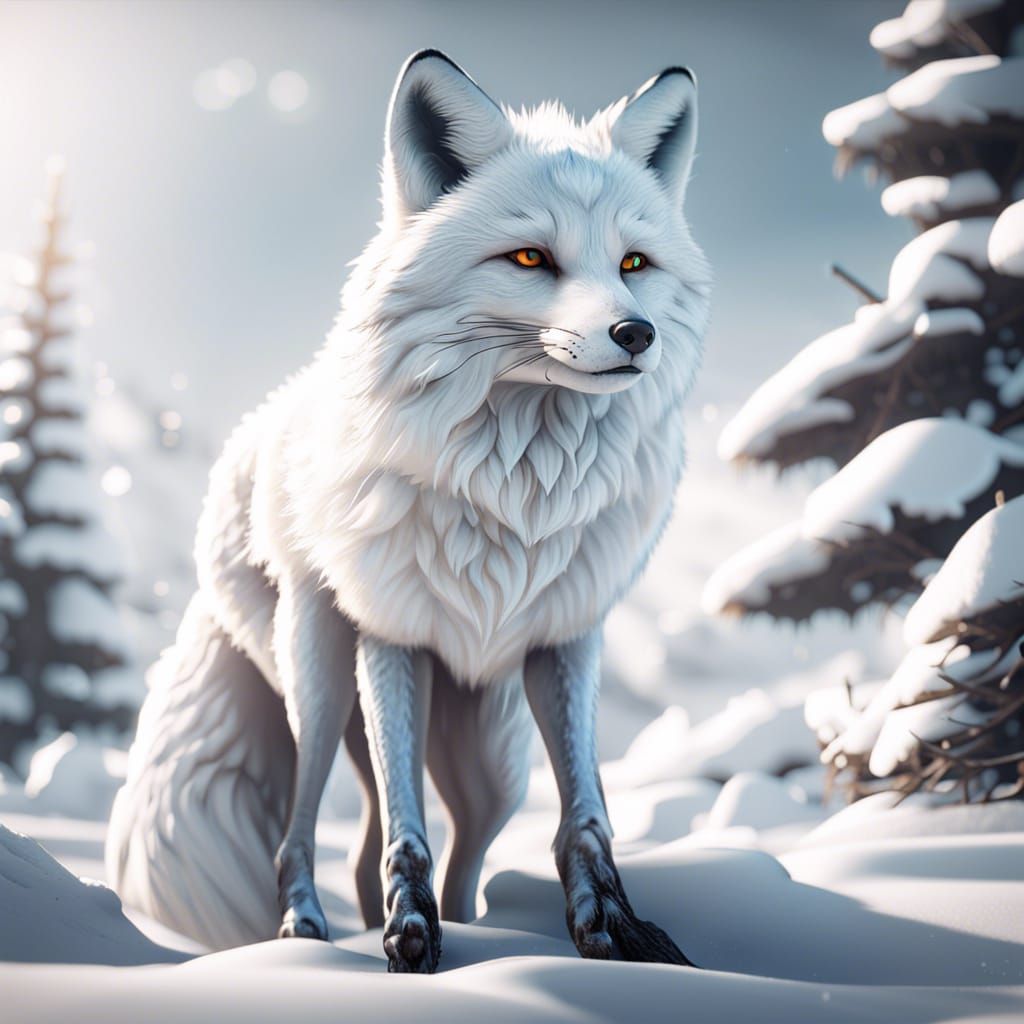 white fox in a snow extreme level 8k 3D Game Cinematic Feel, Epic 3D  Videogame Graphics, Intricately Detailed, 8K Resolution, Dynamic Lighti...  - AI Generated Artwork - NightCafe Creator