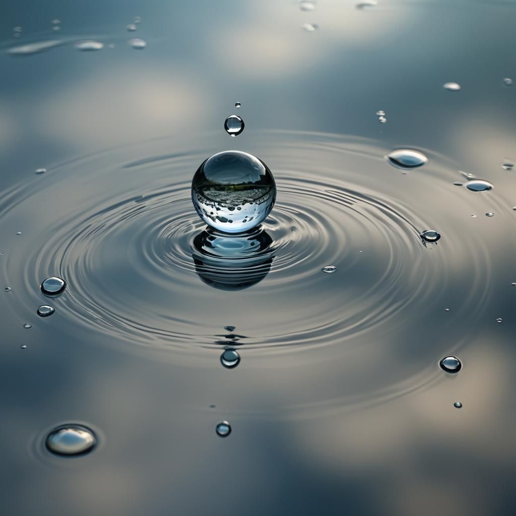 Infinite Reflections: Water Droplet Dreamscape