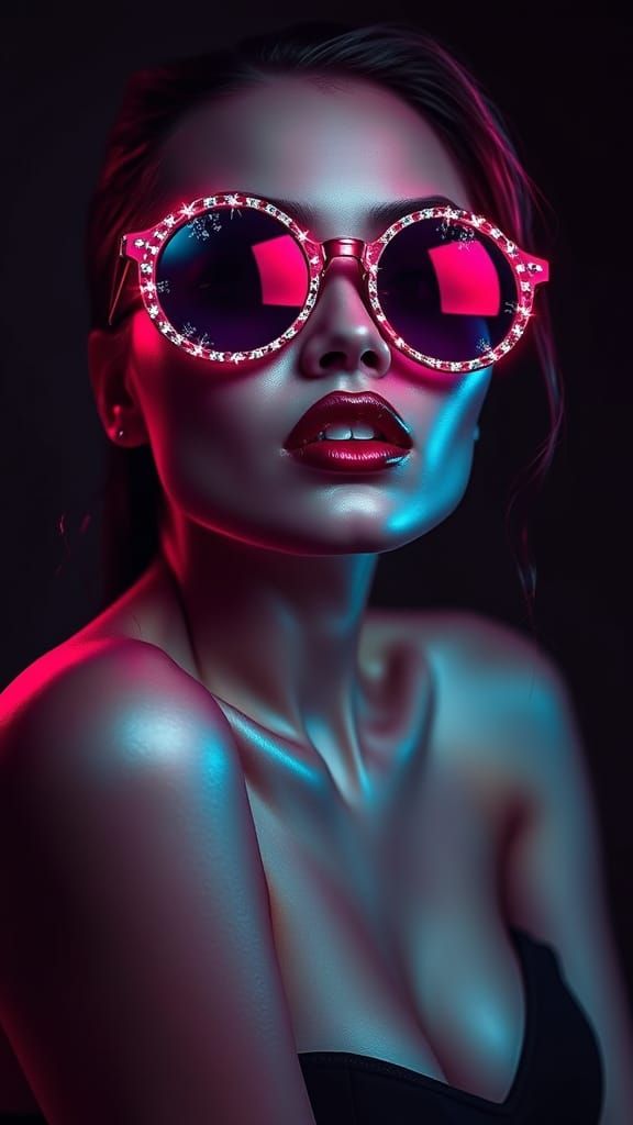 Neon Woman in Cyberpunk Noir Style