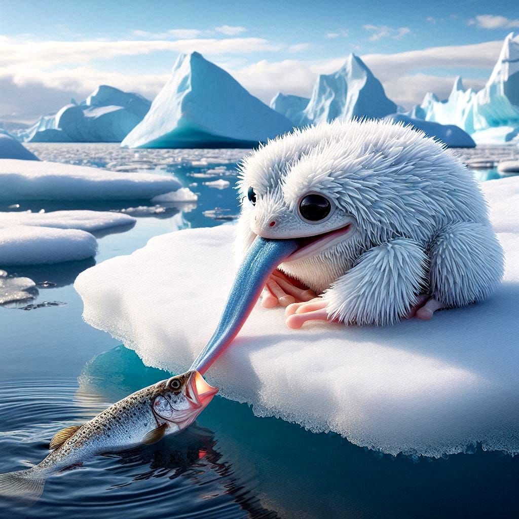 polarfrog - tongue fishing on the ice