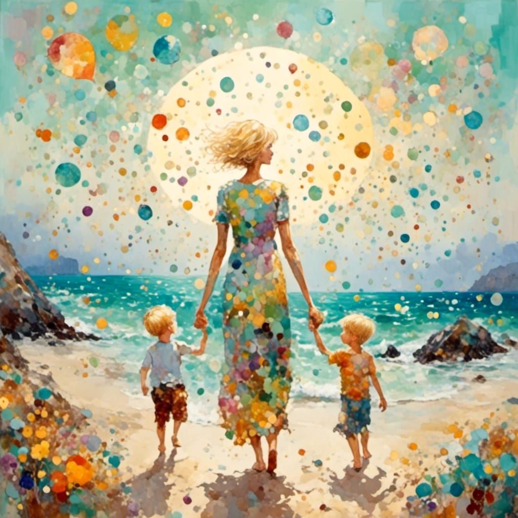 Mère et Fils sur la Plage