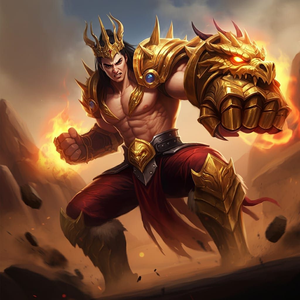 Martial Dragon fire punch human warrior