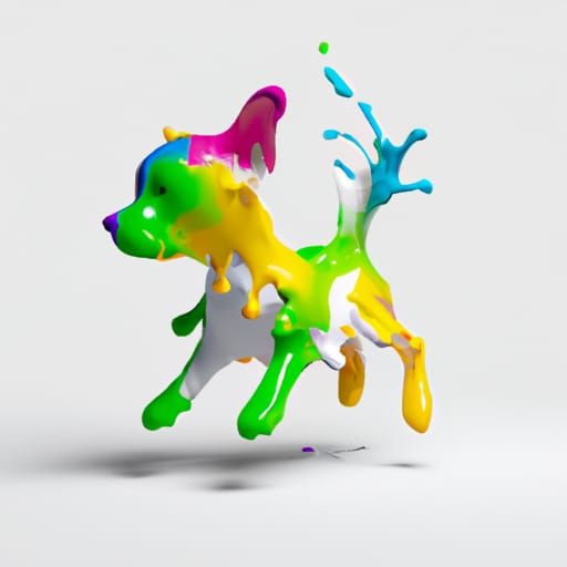  3D Color gradient splash art puppy