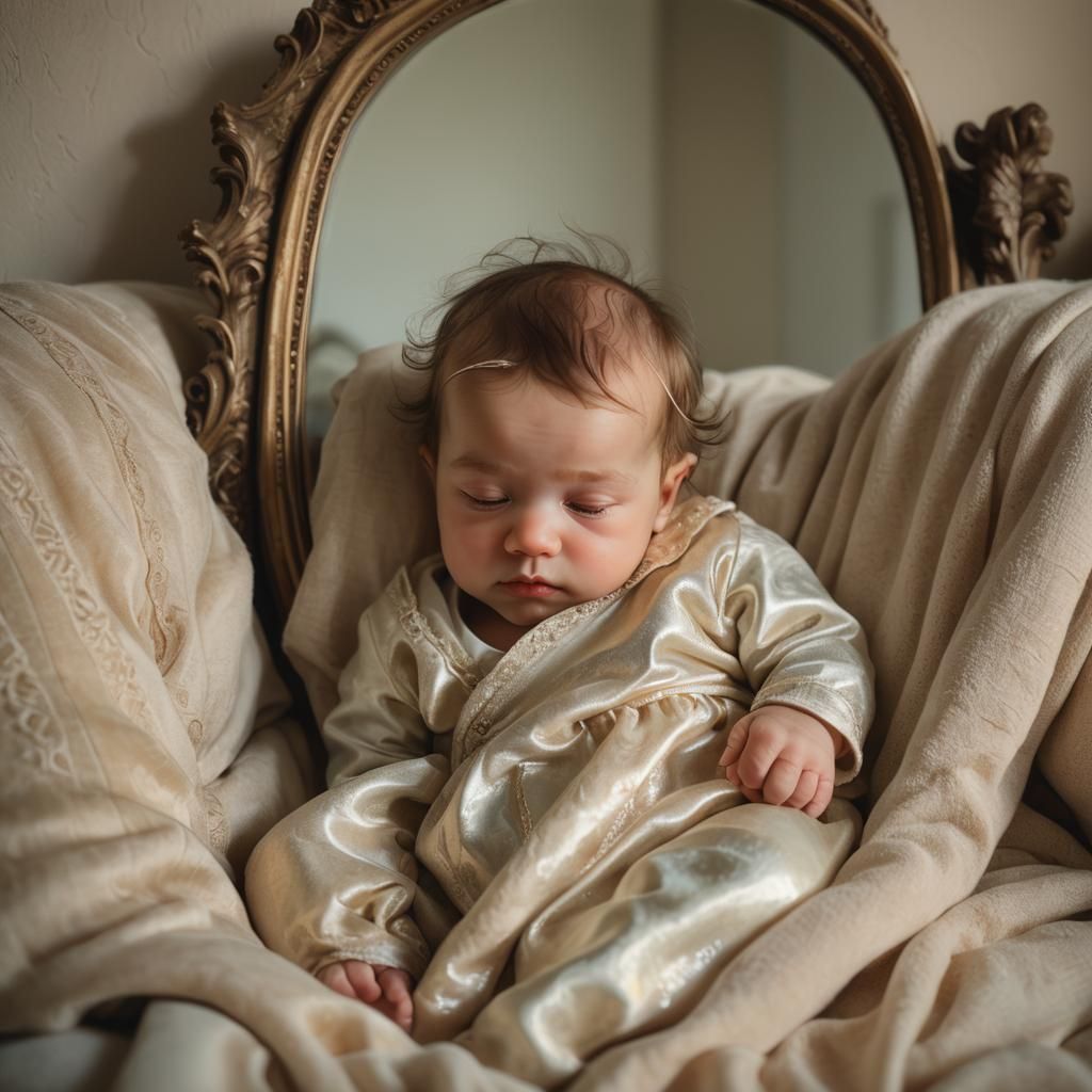 Intimate Portrait of Mother and Child in Oil Painting Style