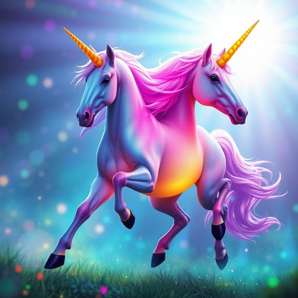 Luminescent Unicorn Horse in a Shimmering Landscape