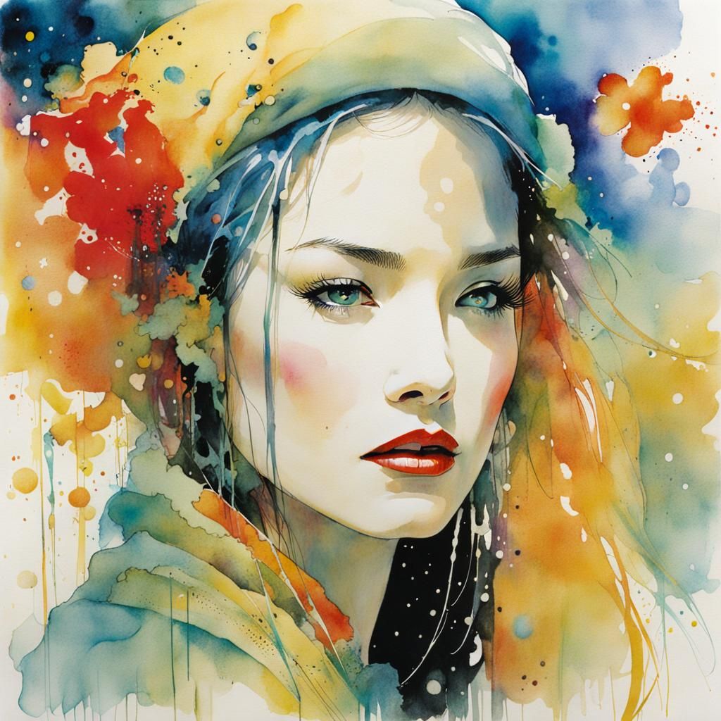 David Mack Inspired Watercolor Portrait