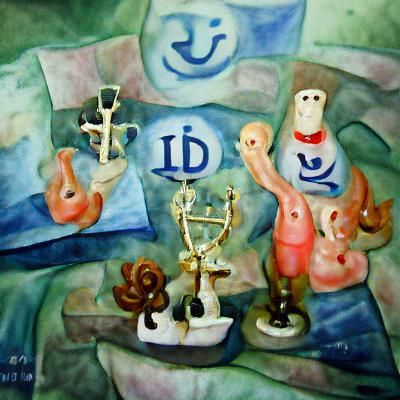 Idols and Anchors watercolor oil on canvas