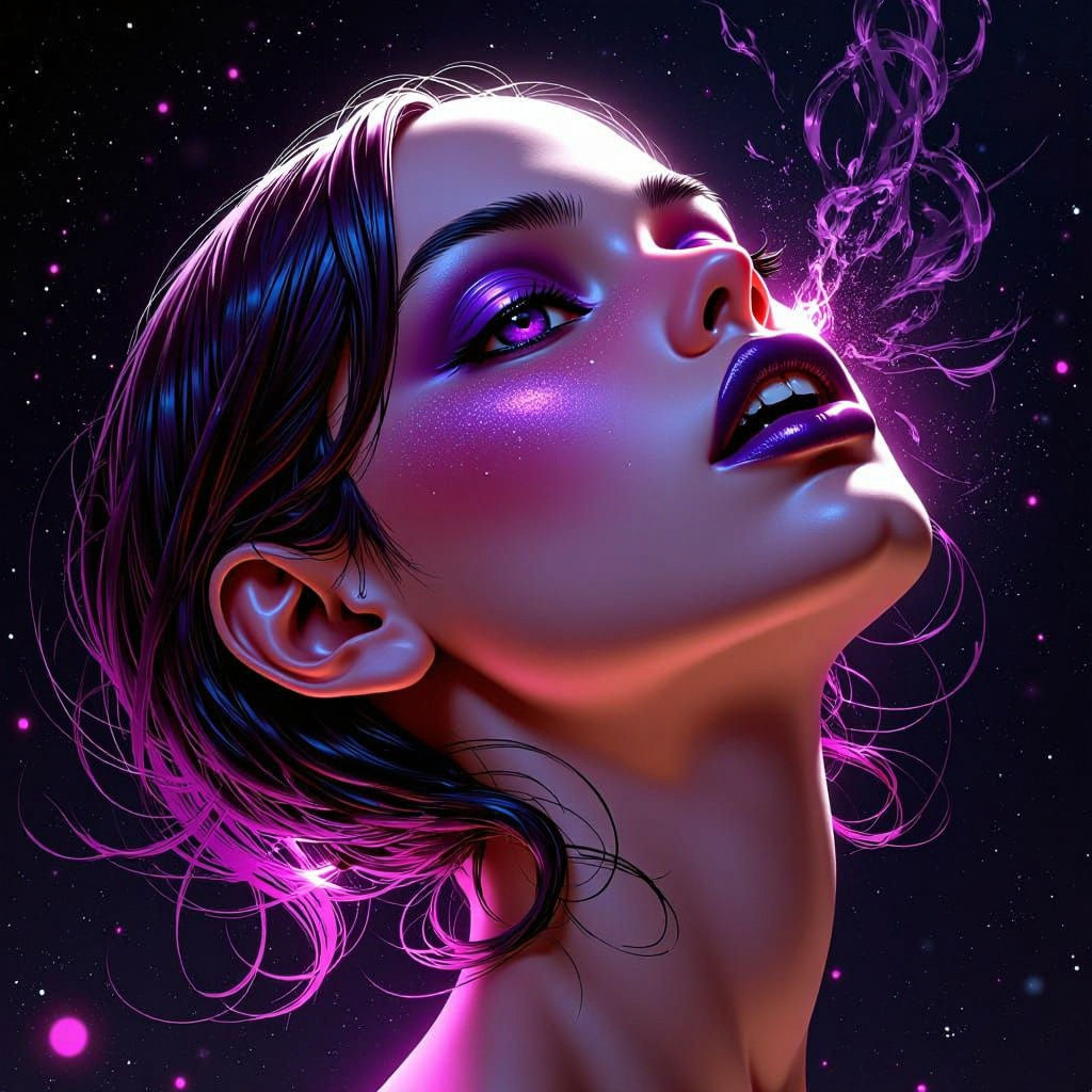 Iridescent Sphere with Wing in Cosmos