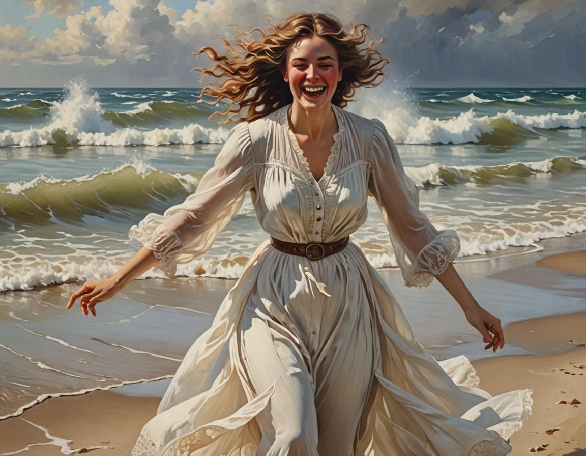 Sophie, au bord de la mer.