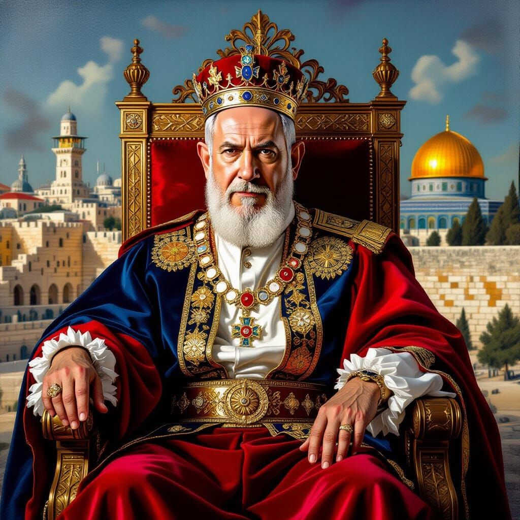 Netanyahu as King in Holbein-Inspired Portrait