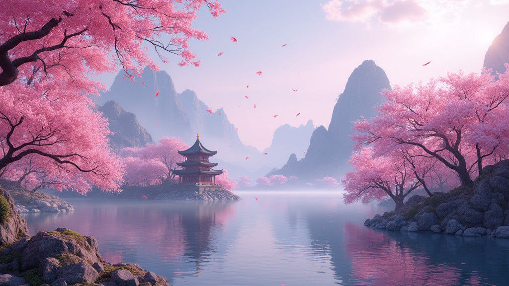 China Cherry Blossoms: Surreal Dreamscape