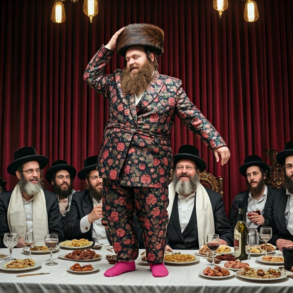 Joyful Hasidic Rabbi Leads Vibrant Celebration