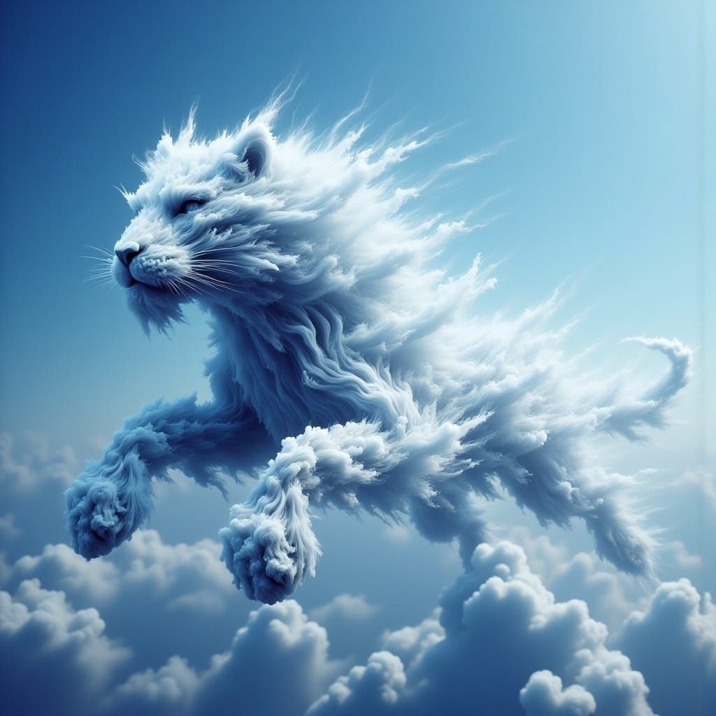 Ethereal Cloud Tiger Leaping From Heaven