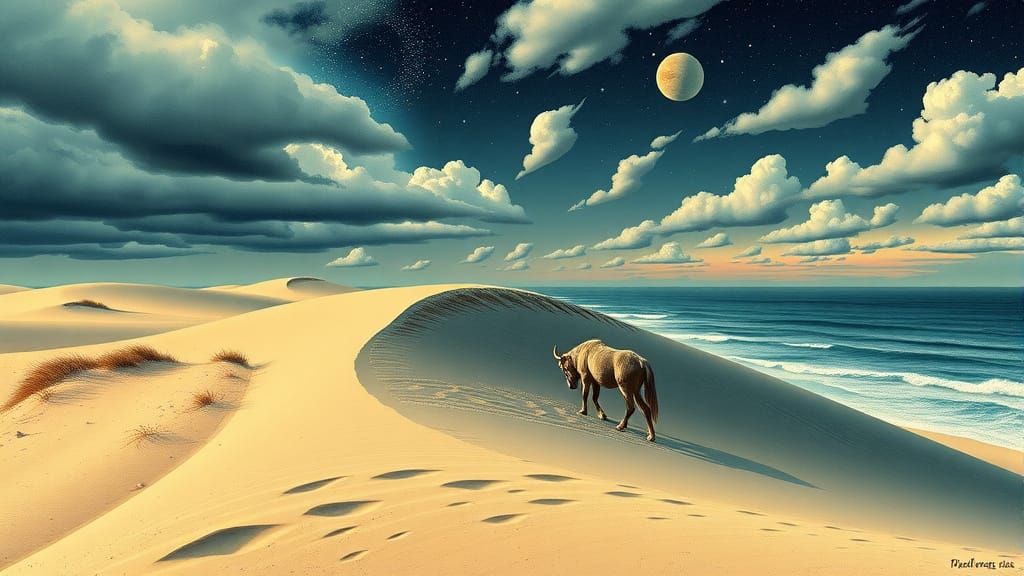 Coastal Cowgirl: Surreal Beach Art Inspired by Dali