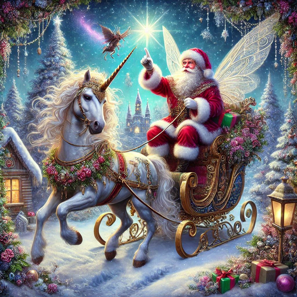 santa fairy and unicorn.