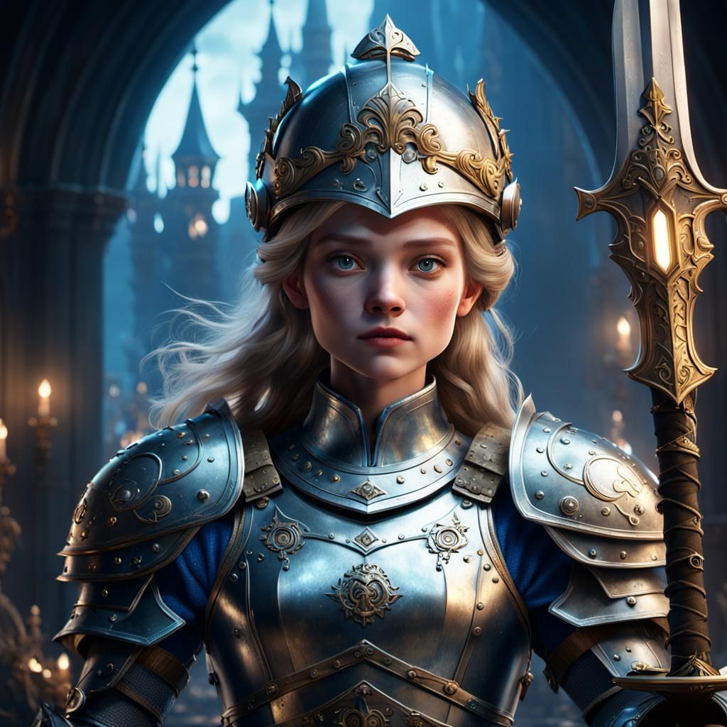 Cinderella in armor and helmet. - AI Generated Artwork - NightCafe Creator