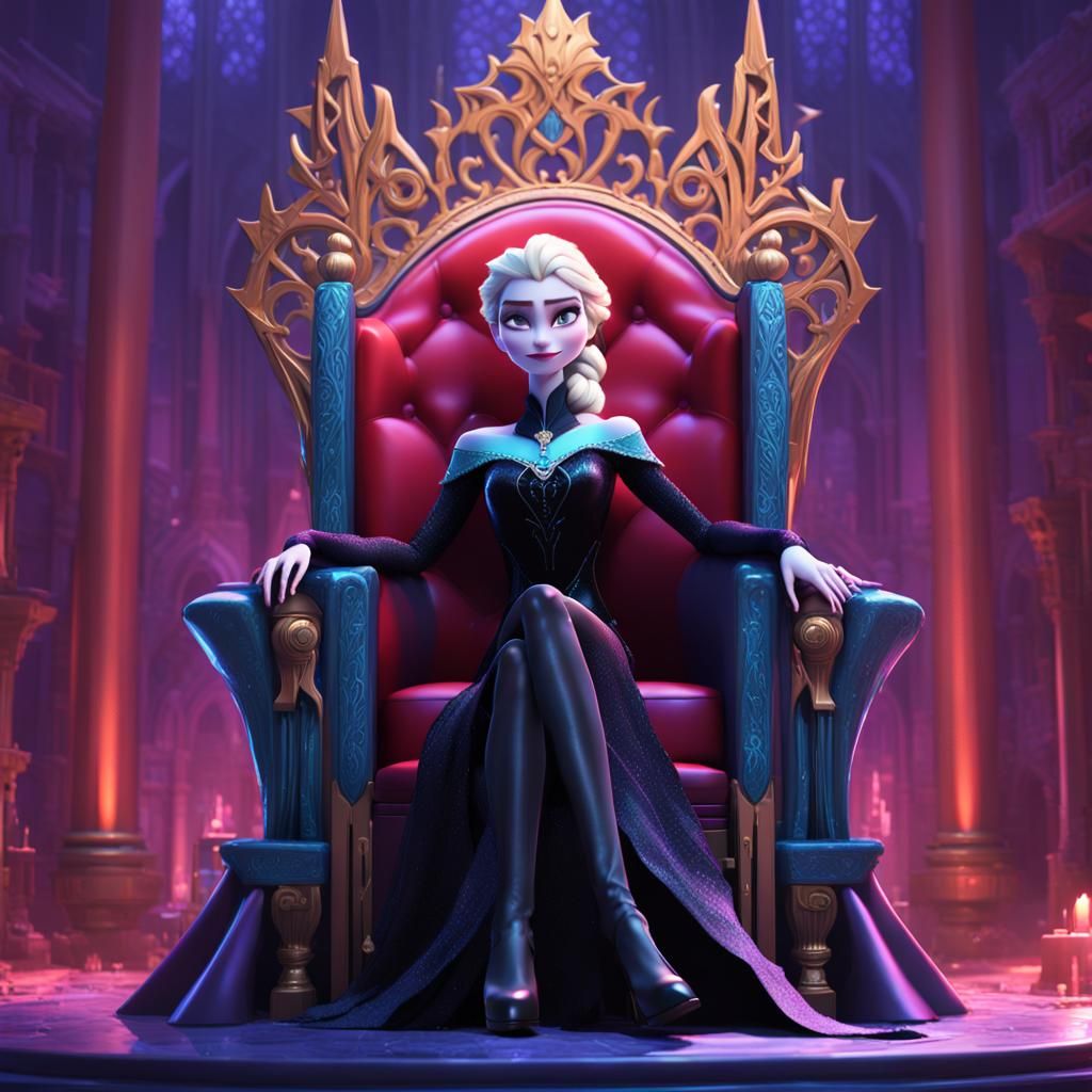 Dark Elsa like sitting on Throne AI Generated Artwork NightCafe Creator