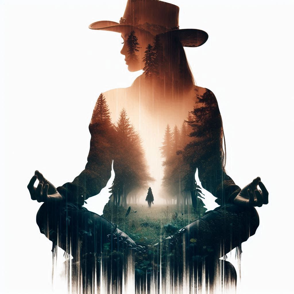 double exposure beautiful fantasy DALL-E 3 portrait landscape..